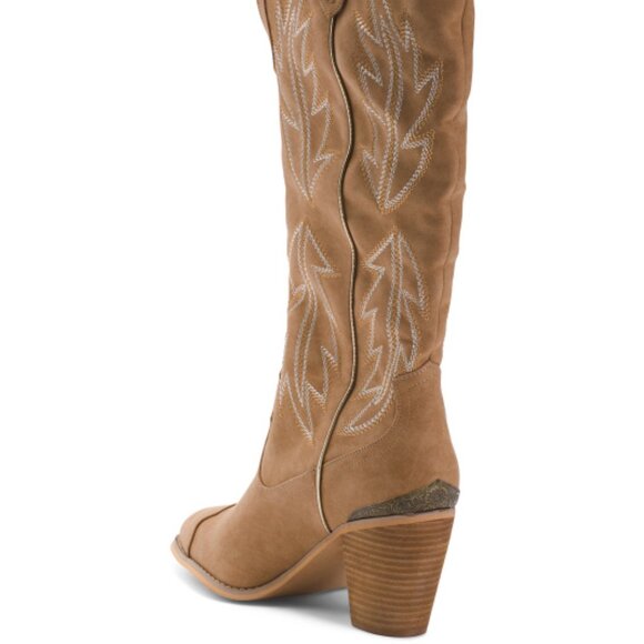 NEW VOLATILE Preston Western High Heel Shaft Boots beige 563tn - Picture 2 of 7